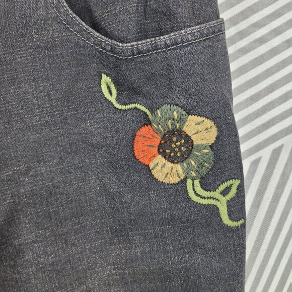 Vintage Y2K Size 16 37x32 Straight Leg Jeans Denim pants Embroidered Dark Gray - Picture 4 of 7